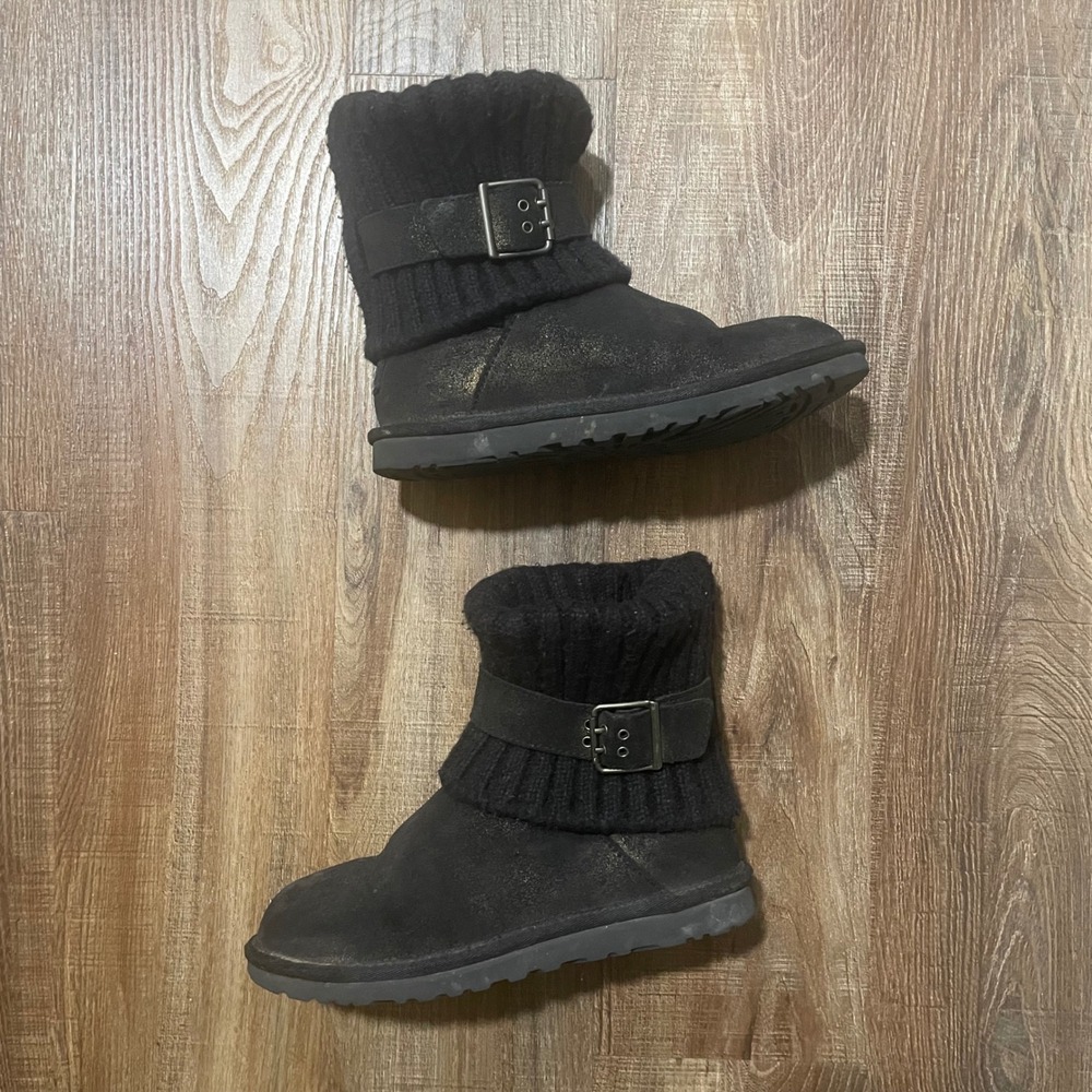 UGG Knit Cuff Ankle Boots Australia Women's Cambridge 1006738 Metallic Black - Picture 3 of 4